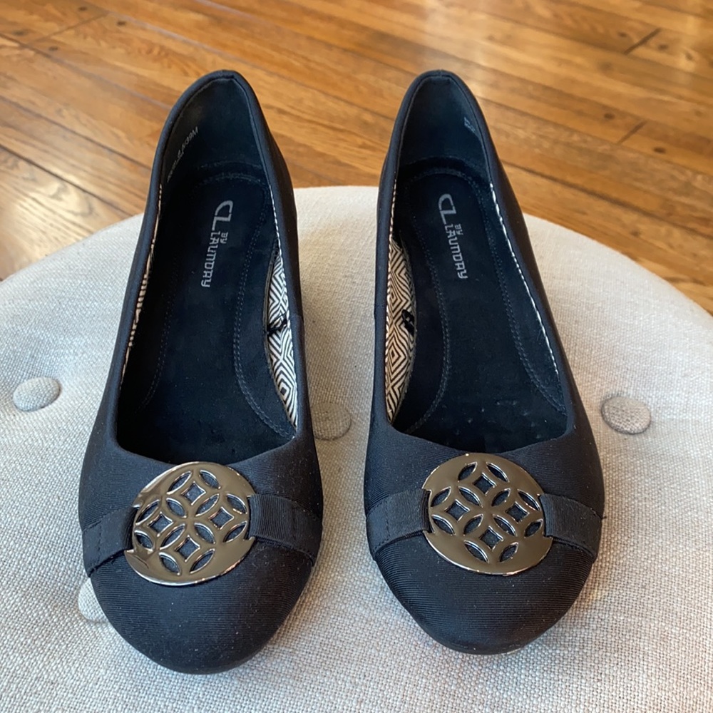 Chinese Laundry Bail 1.5" Wedge Black Slip On Flats Ballerina 8.5M - Picture 2 of 13